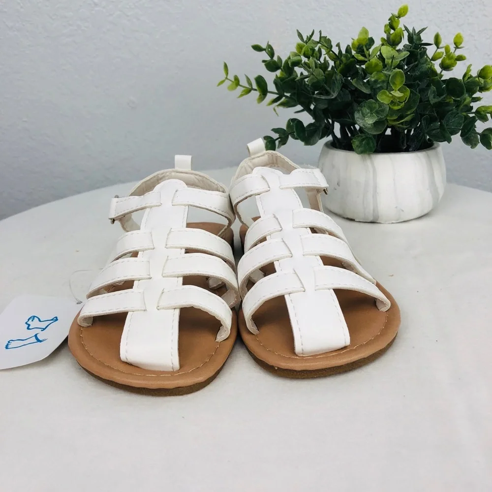NWT WHITE VELCRO MUTLISTRAP GLADIATOR KIDS SANDALS